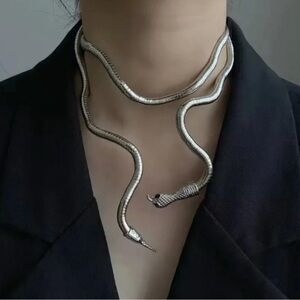 Serpenti Silver Metallic Magic Snake Cool Bendy Multilayer Necklace